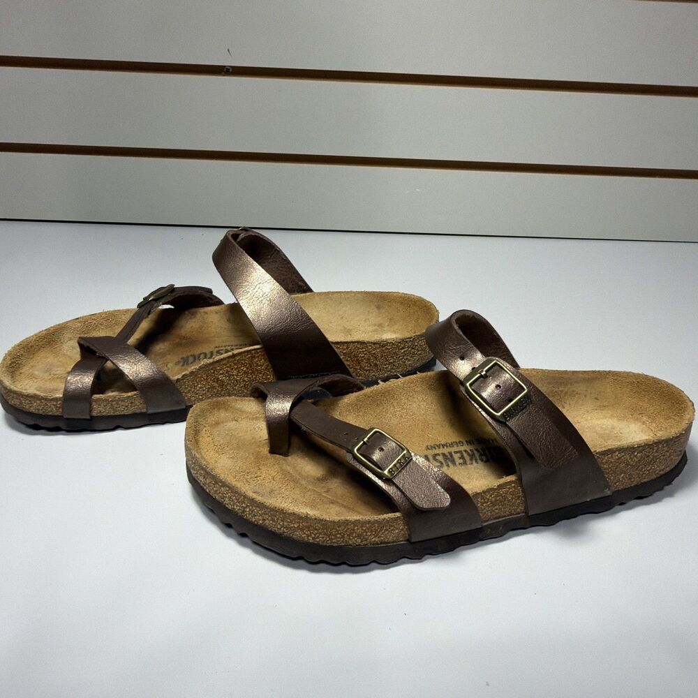 Birkenstock Women’s Mayari Oiled Leather Bronze Brown Sandal Sz 39 US 8-8.5